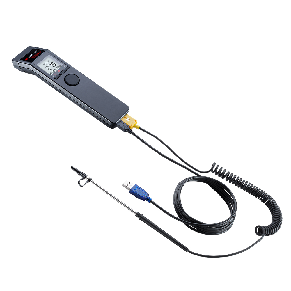 Handheld thermometer optris MSpro with accessories